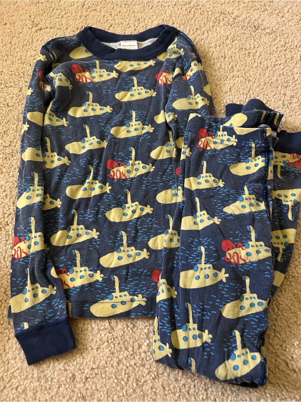 Hanna Andersson Yellow Long Submarine Pajama Set 140 Size 10 Kids/Boys